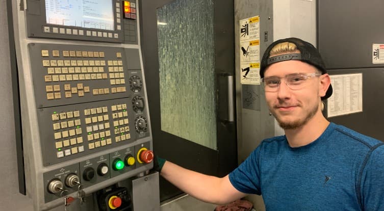 Worker with machine