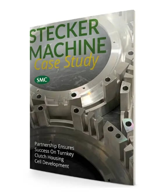 Stecker machine case study magazine cover with machined parts
