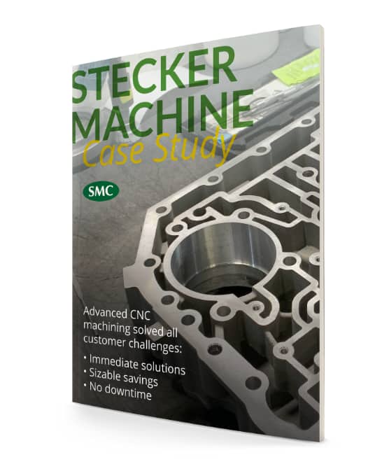 Stecker machine case study magazine cover with machined parts